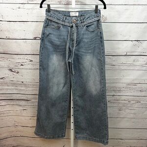 Copper Flash Wide Leg Flare Jeans with Tie Belt Size 4